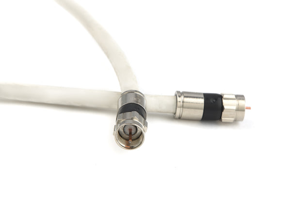 White RG6 Digital Coaxial Cable with Premium Metal Compression F-Connectors