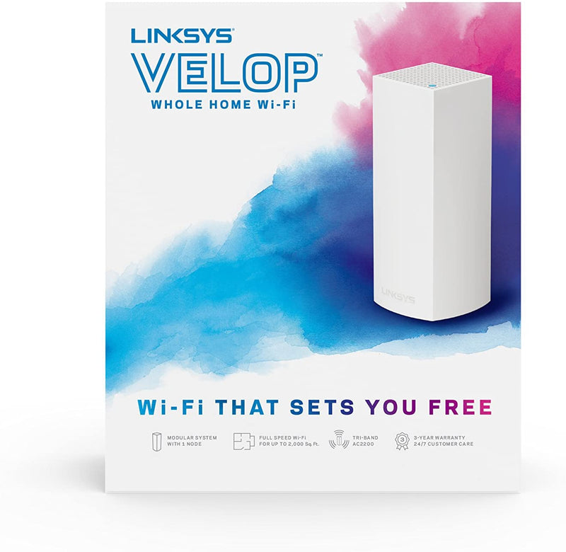 Linksys Velop Tri-Band AC2200 Whole Home WiFi Mesh System, 1-Pack (Coverage up to 2000 sq. ft)