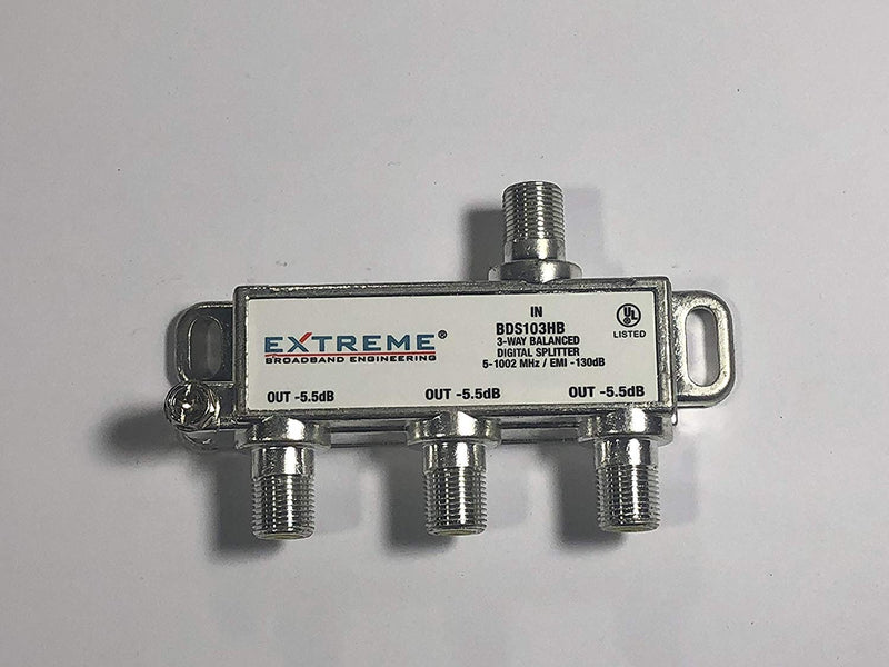 Extreme BDS103HB 3 Way Balanced Universal Coaxial RG6 Splitter